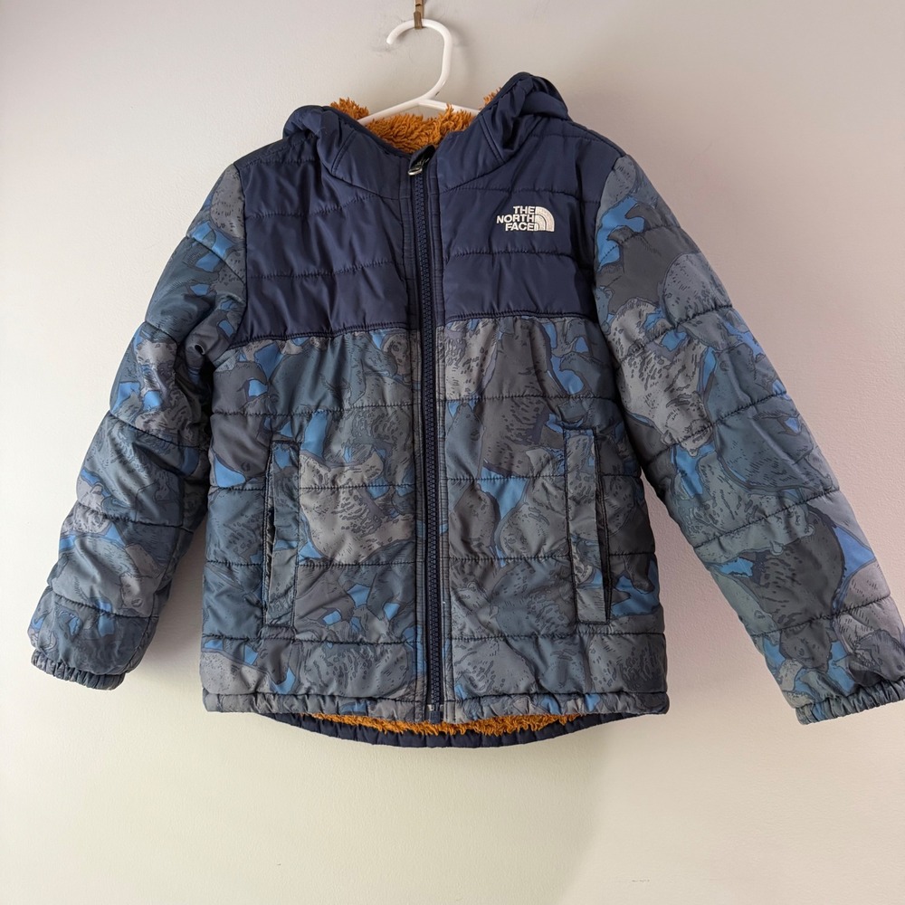 The North Face Puffer Jacket Toddler 5T Blue Bear Camo Excellent Fleece Lined